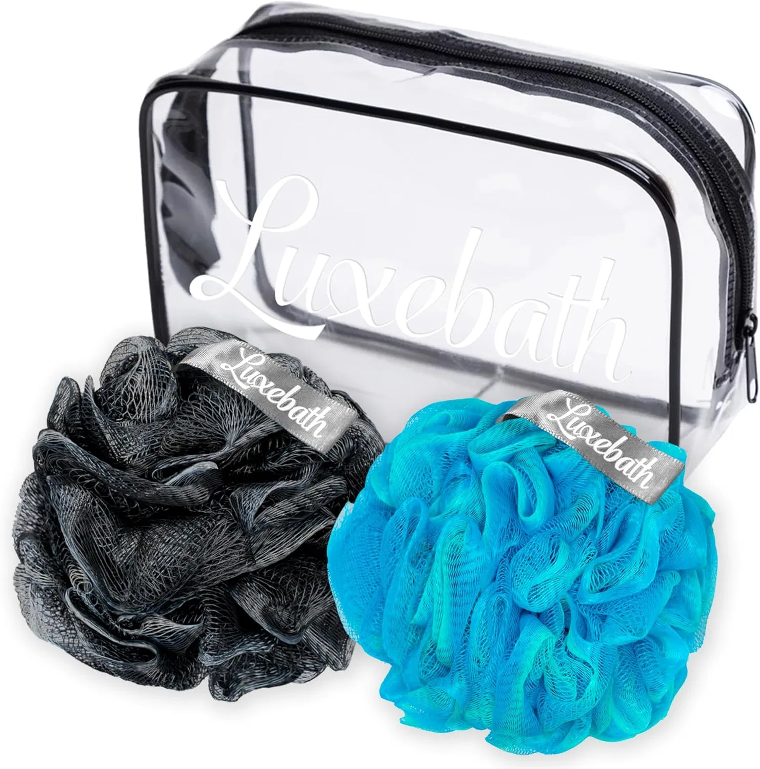 Мочалка-люфа Luxebath с чехлом для путешествий, Black-Green