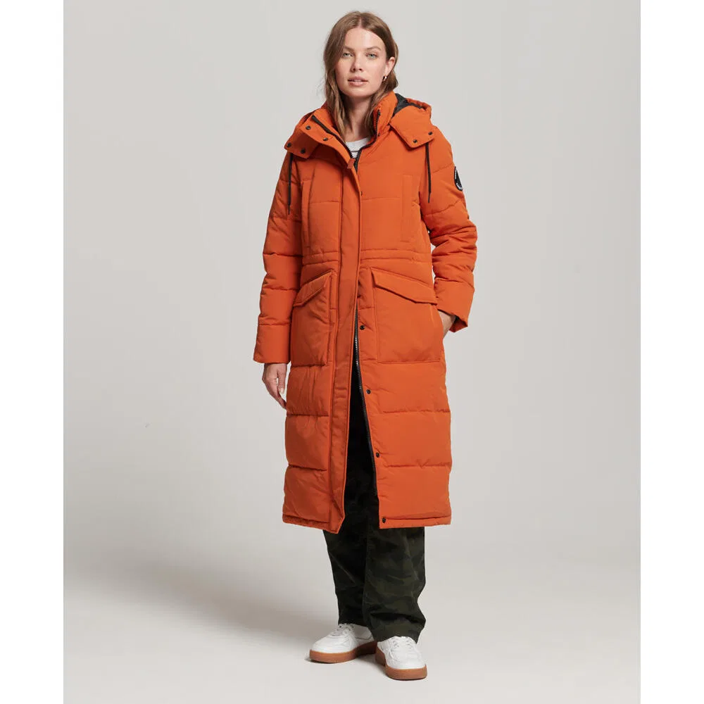 Женский длинный пуховик с капюшоном Everest Superdry, Orange