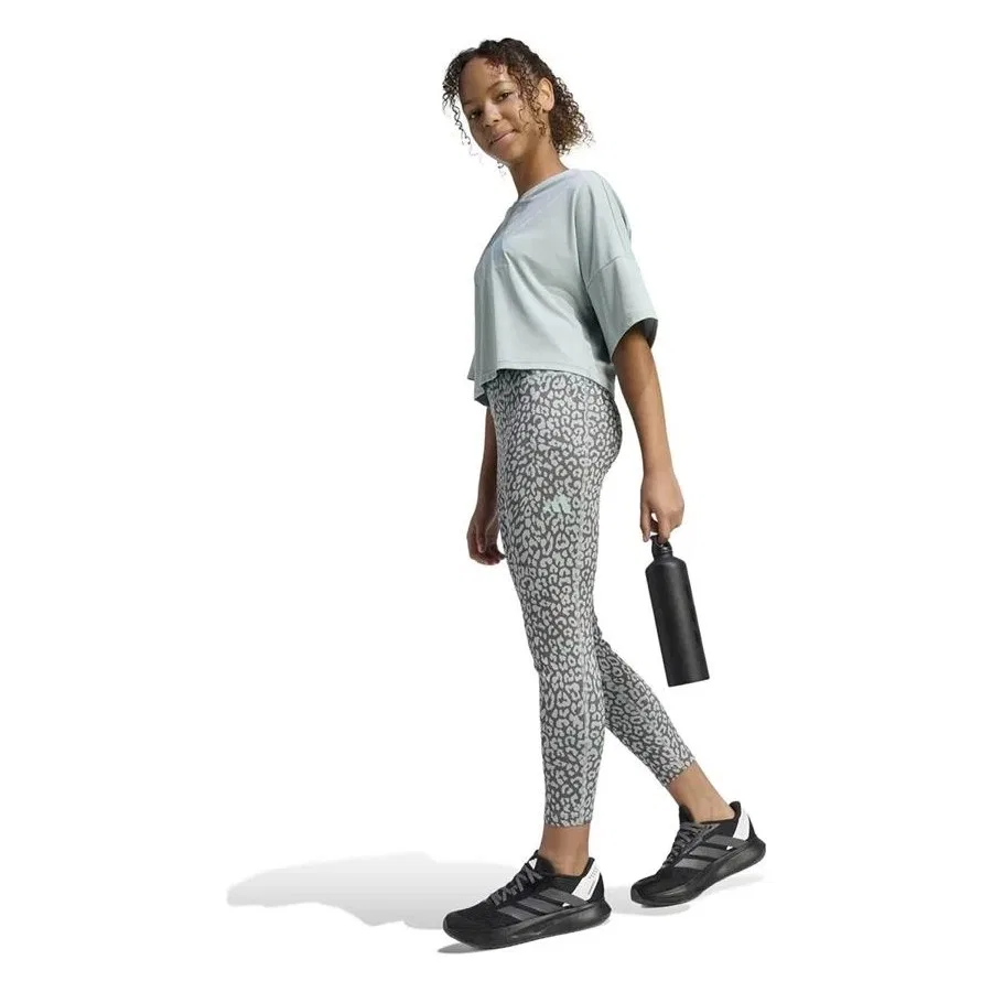 Детские леггинсы с принтом AOP adidas, Зеленый — фото 4