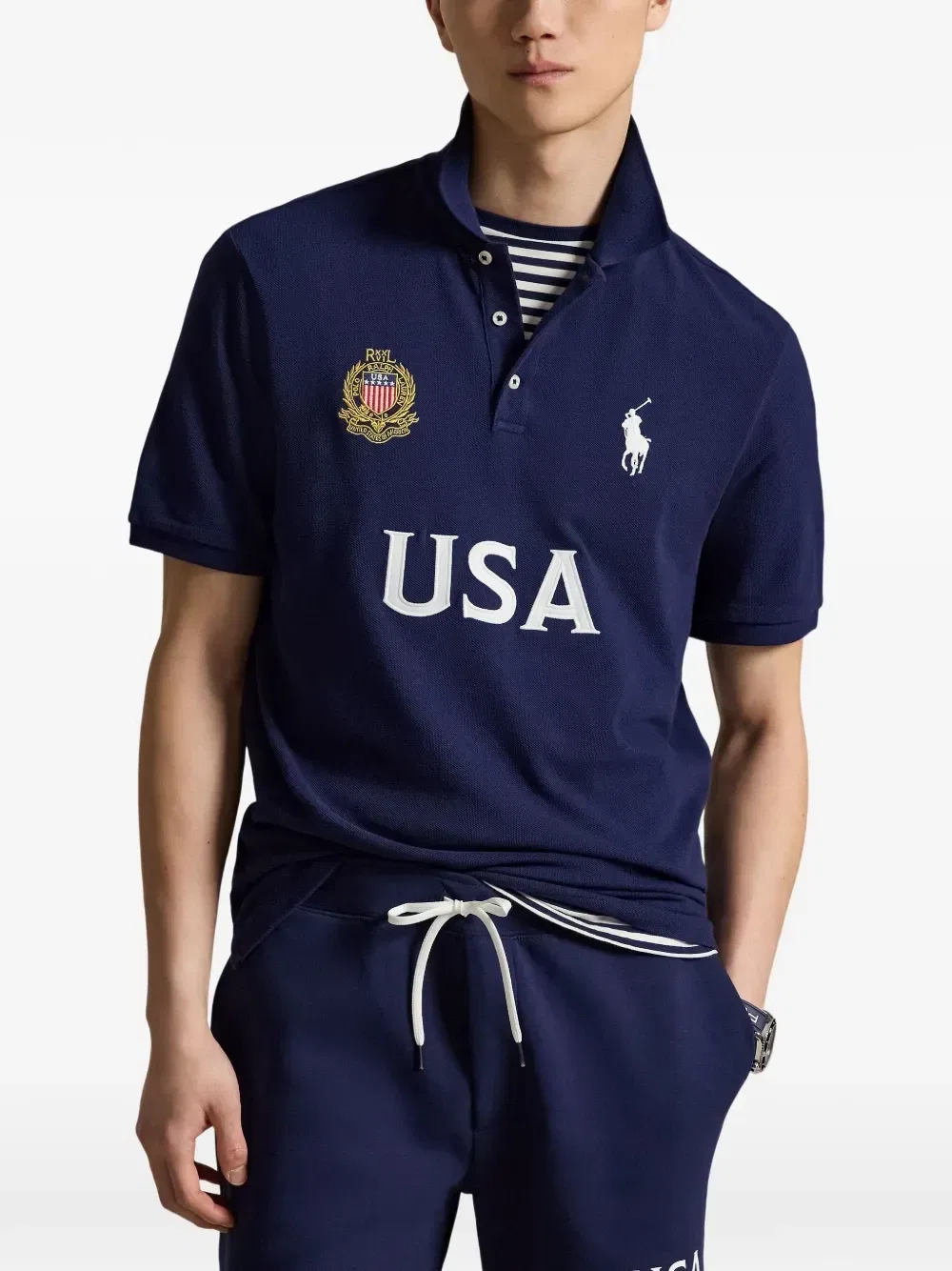 Поло из пике с вышитым логотипом Big Pony Polo Ralph Lauren, синий — фото 2