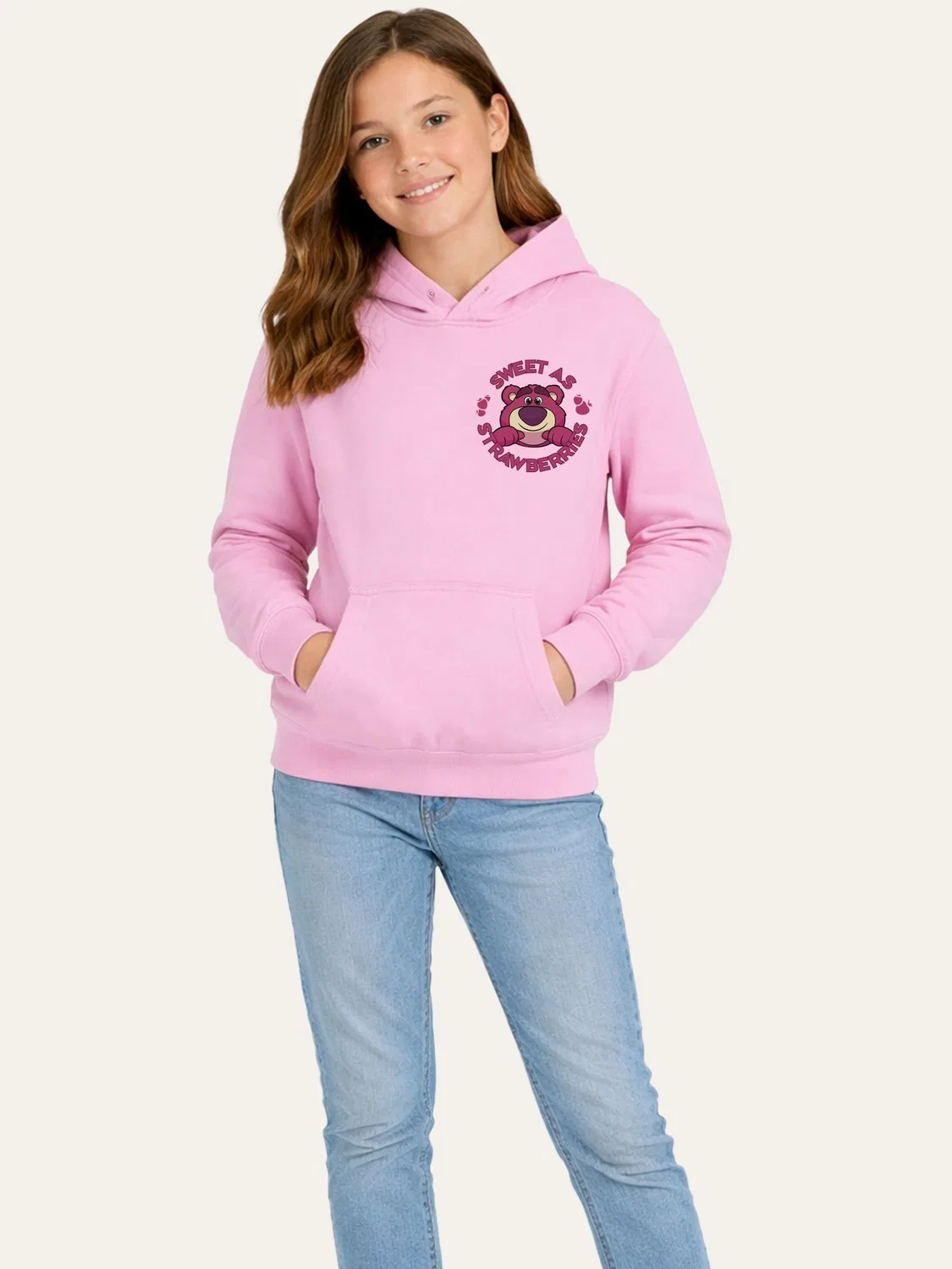 Худи детское с принтом Lotso Brand Threads, розовый