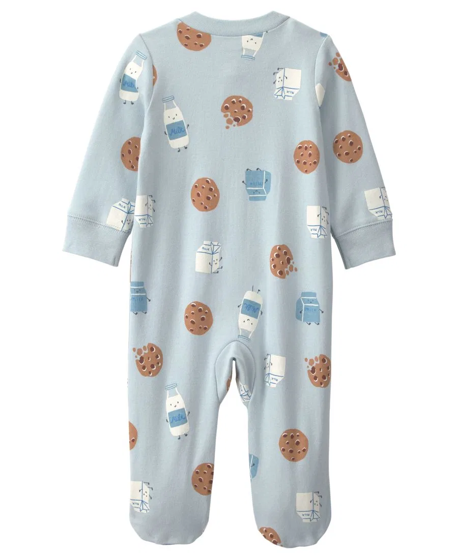 Детский хлопковый комбинезон для сна с длинным рукавом Carter's, Blue/Milk & Cookies — фото 2