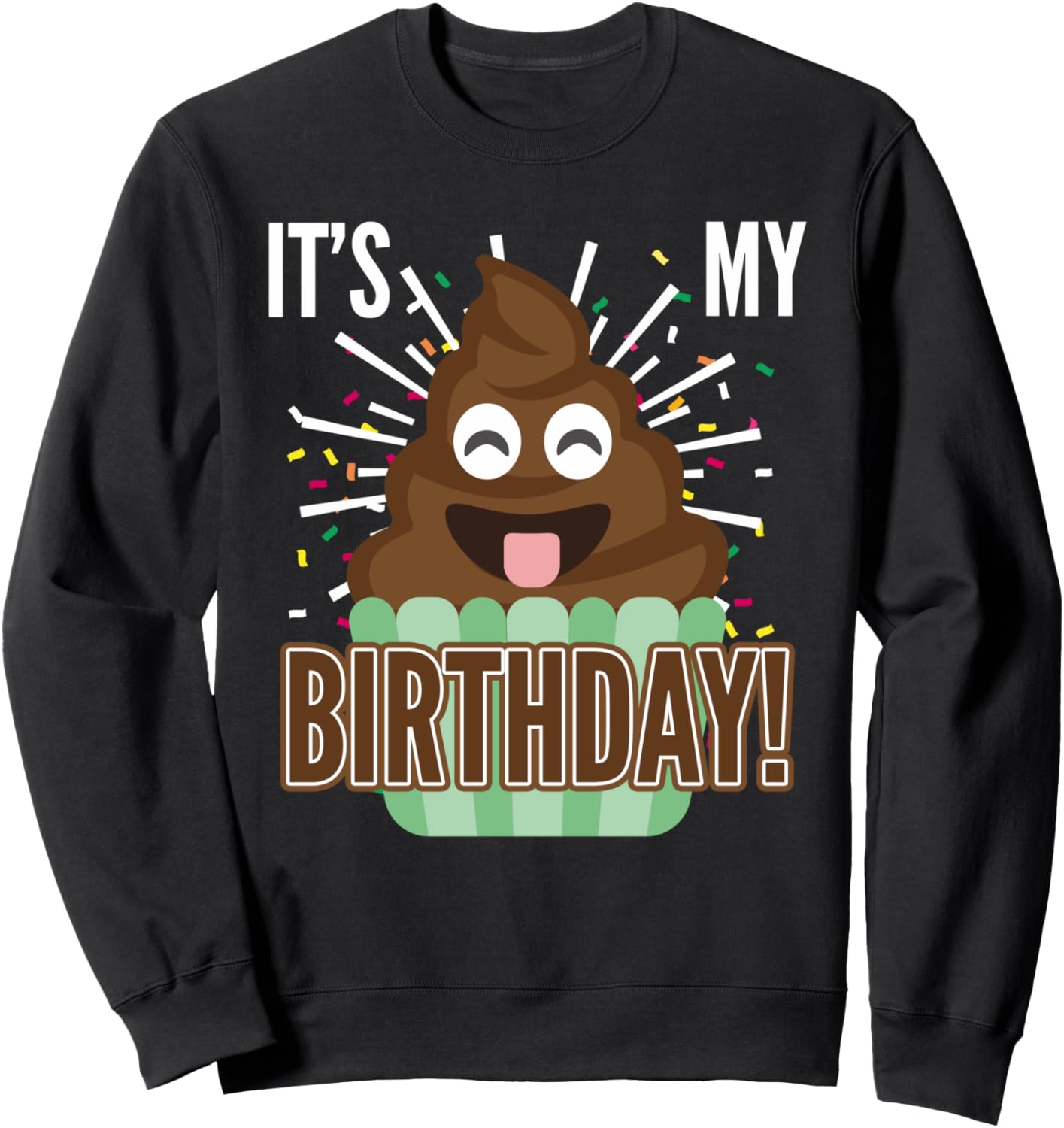 

«У меня день рождения!» - забавная толстовка с надписью «Улыбка, вонючий кекс» Uab Kidkis, черный