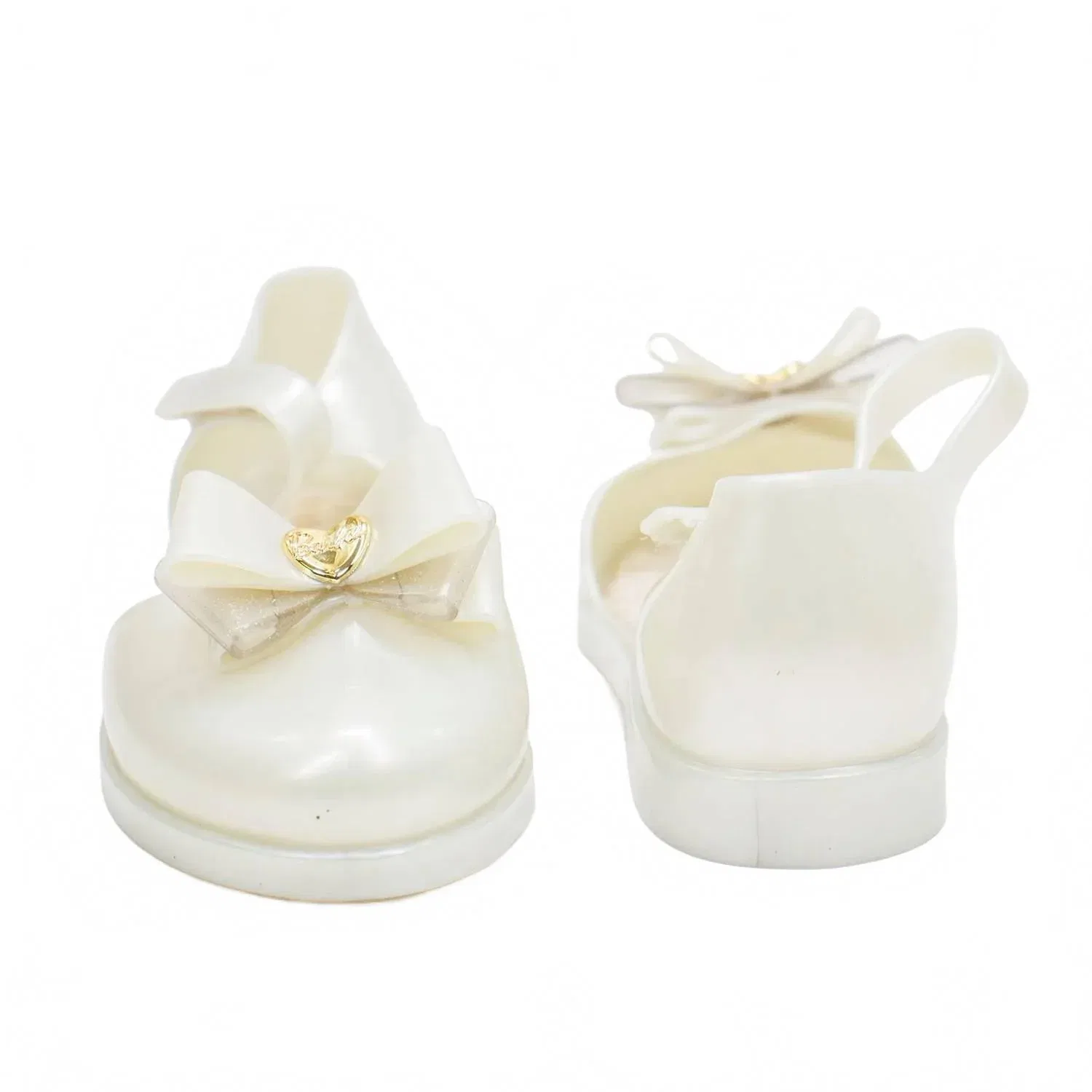 Детские сандалии для девочек с бантом Amy And Barbie Mini Melissa, White Metallic — фото 3