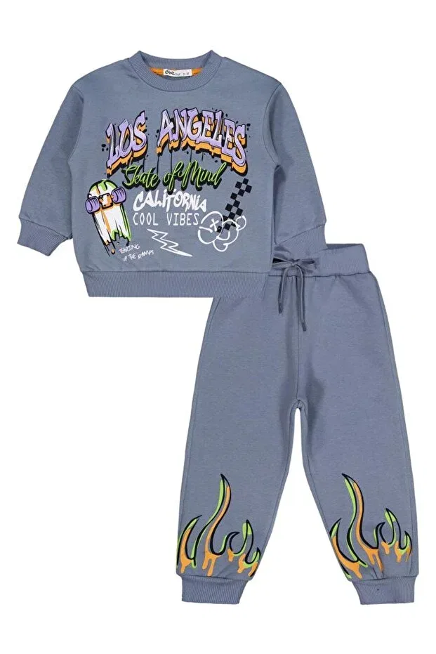 Детский спортивный костюм для мальчиков с принтом Los Angeles Alev Printed Civil Boys, Anthracite — фото 2