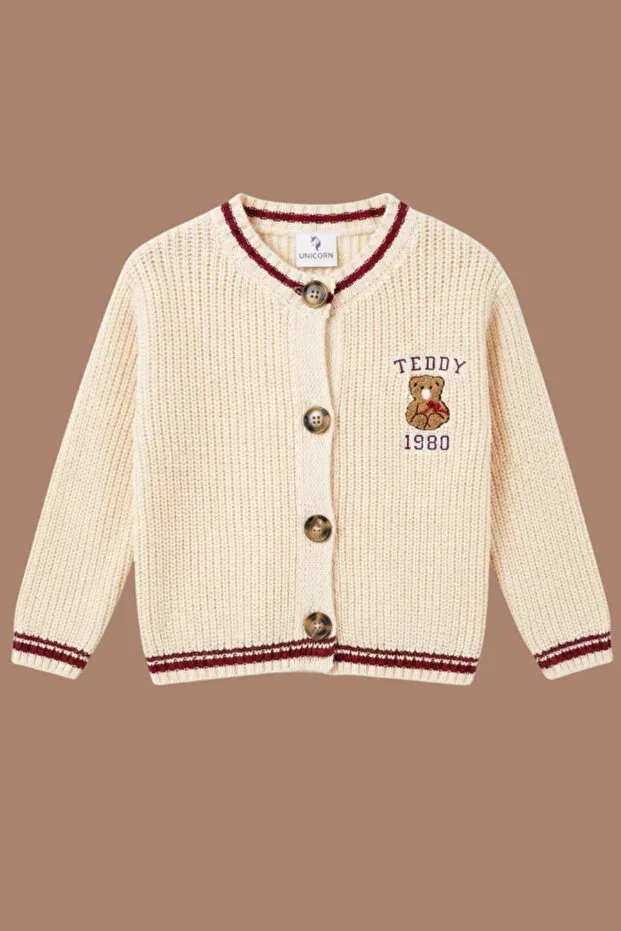 Детский кардиган для девочек с принтом Teddy Embroidered Cardigan Noblekids, Multicolor