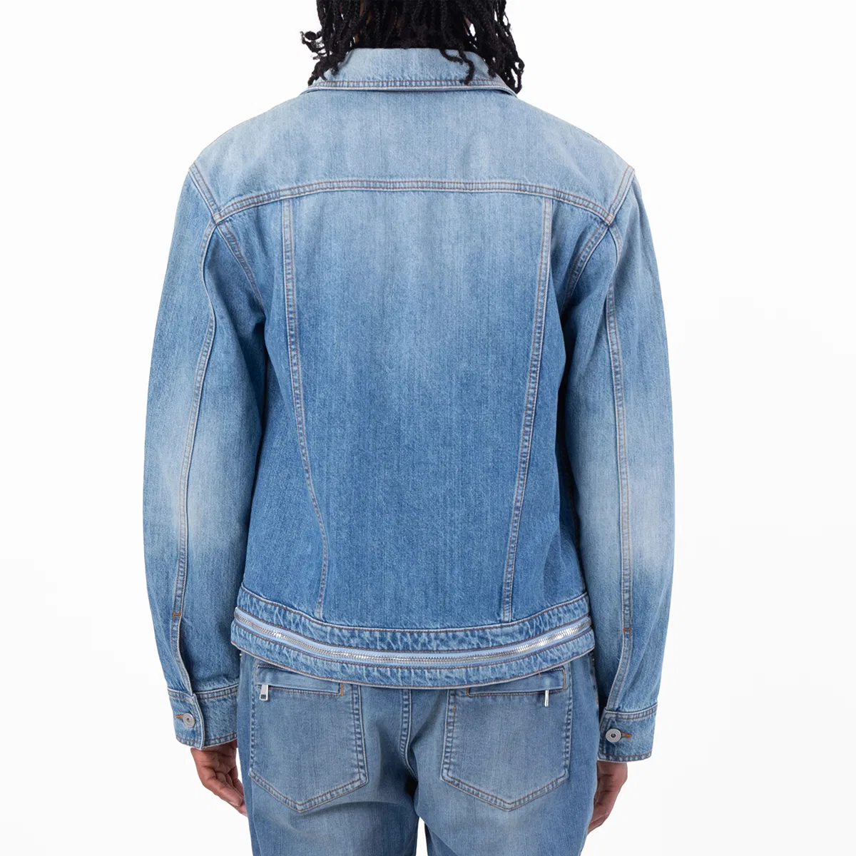 Джинсовая куртка с застежкой-молнией Balmain, Bleu Jean — фото 3