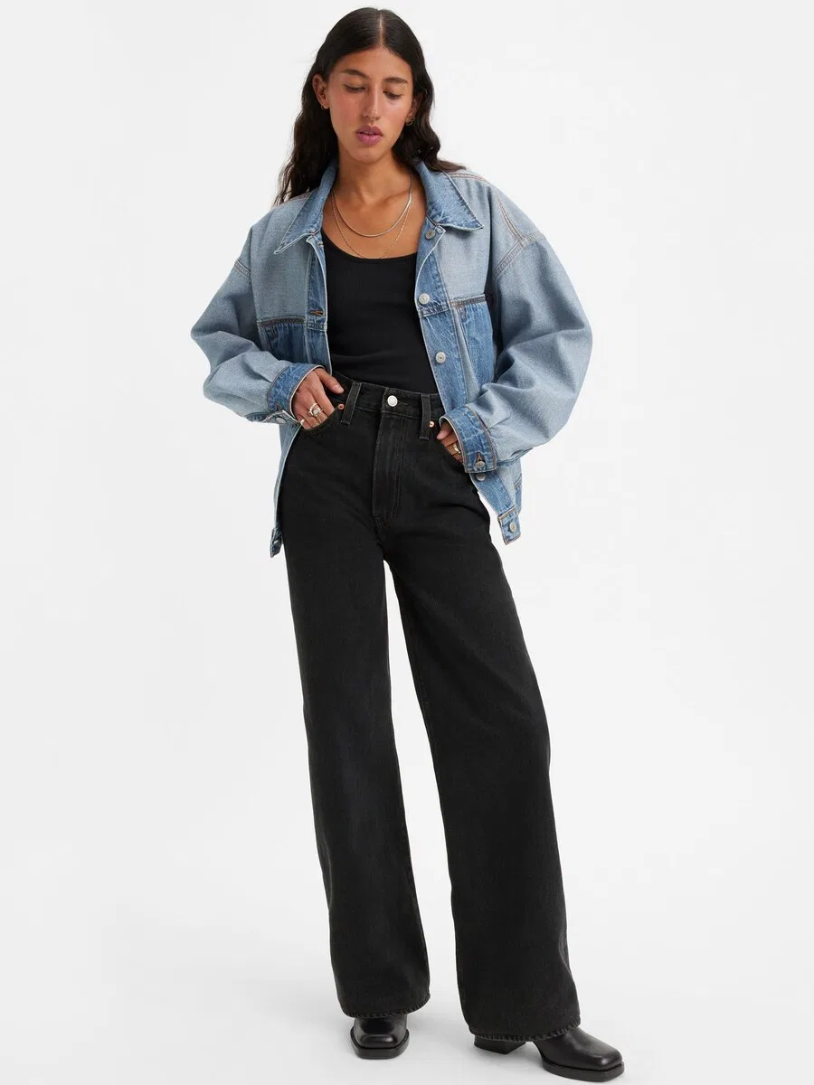 Джинсы LEVI'S Wide leg Jeans 'Ribcage Wide Leg' черного цвета — фото 3