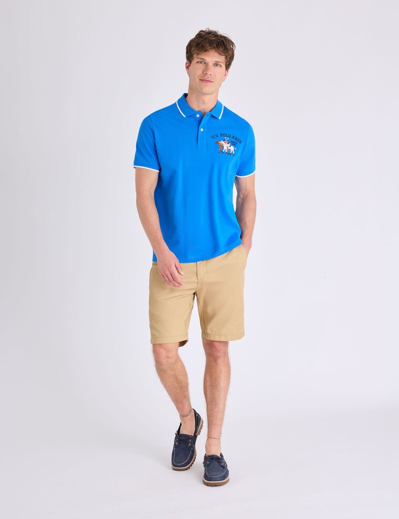 Футболка-поло U.S. Polo Assn Pique With Logo Emblem, бирюзовый — фото 3