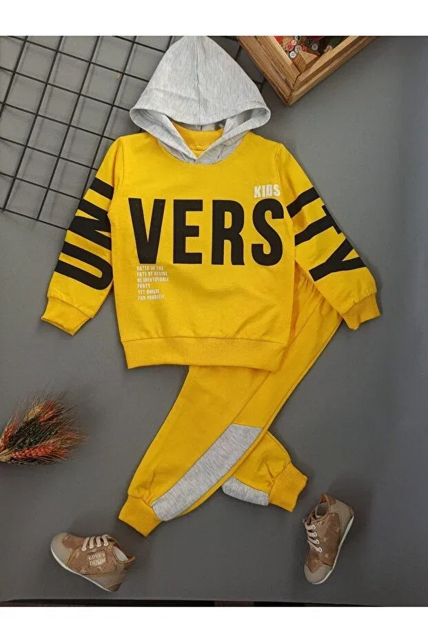 Детский комплект из свитшота и брюк с принтом Sportswear Dubi Baby, Yellow