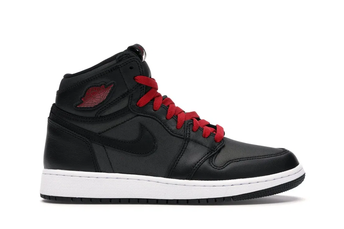 Детские кроссовки Lifestyle с сатиновыми элементами Jordan 1 Retro High Jordan, Black/Gym Red-Black-White