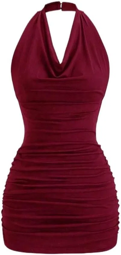 Женское облегающее мини-платье с запахом Bodycon, Burgundy