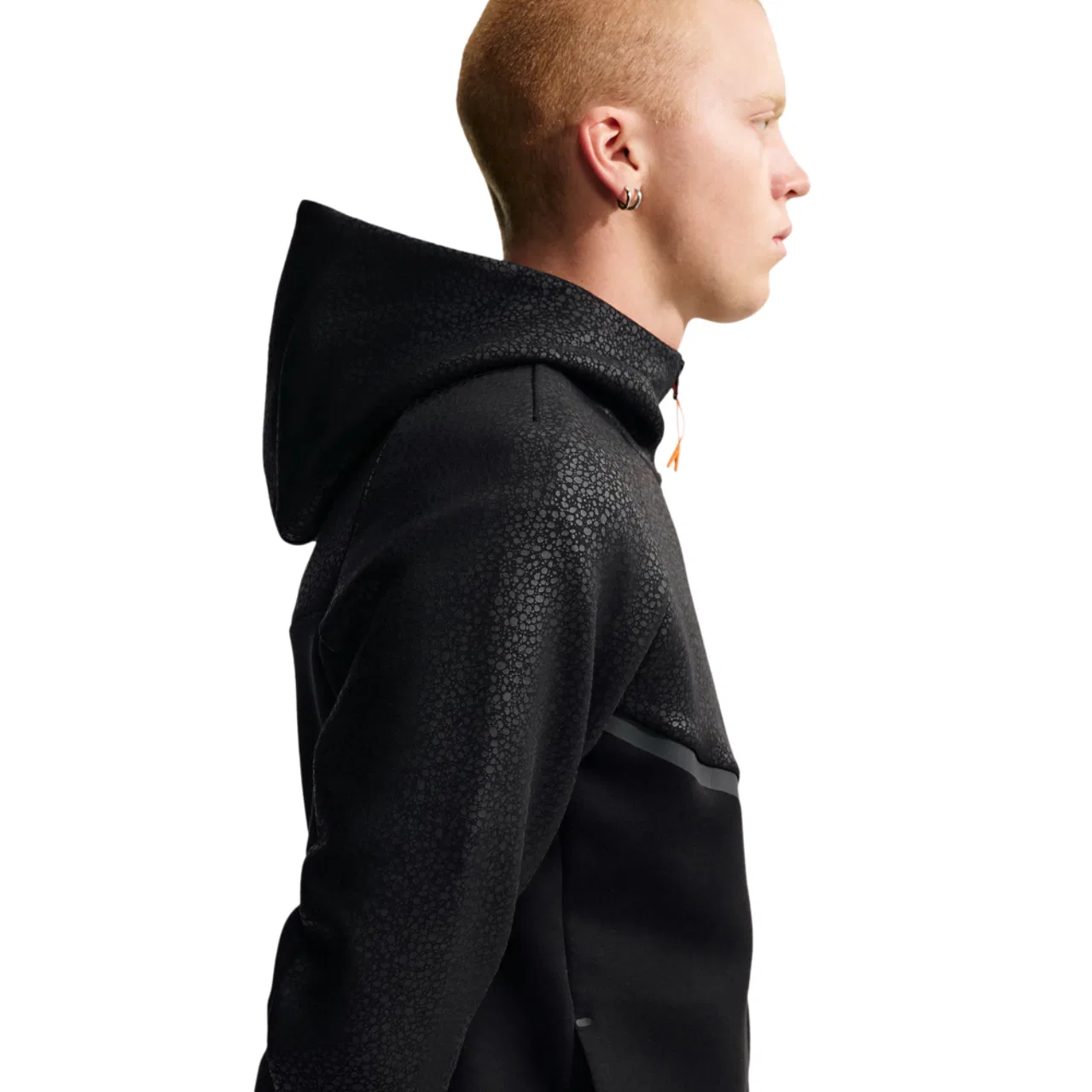 Мужское худи на молнии с капюшоном Tech Fleece Full-Zip Windrunner Nike, черно-оранжевый — фото 2