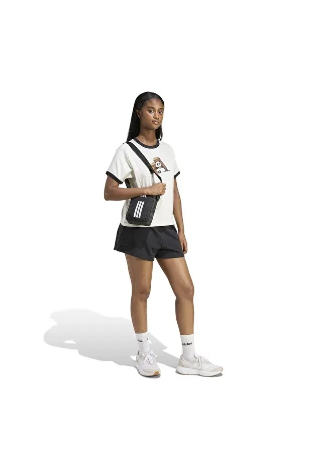 Женская хлопковая футболка-поло с принтом Panda t Adidas, White — фото 3