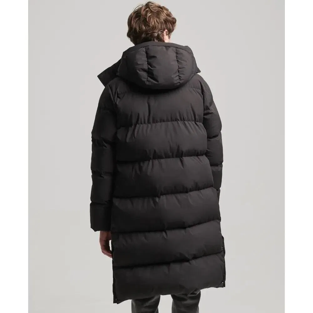 Женская длинная стеганая куртка с капюшоном Superdry, Schwarz — фото 3