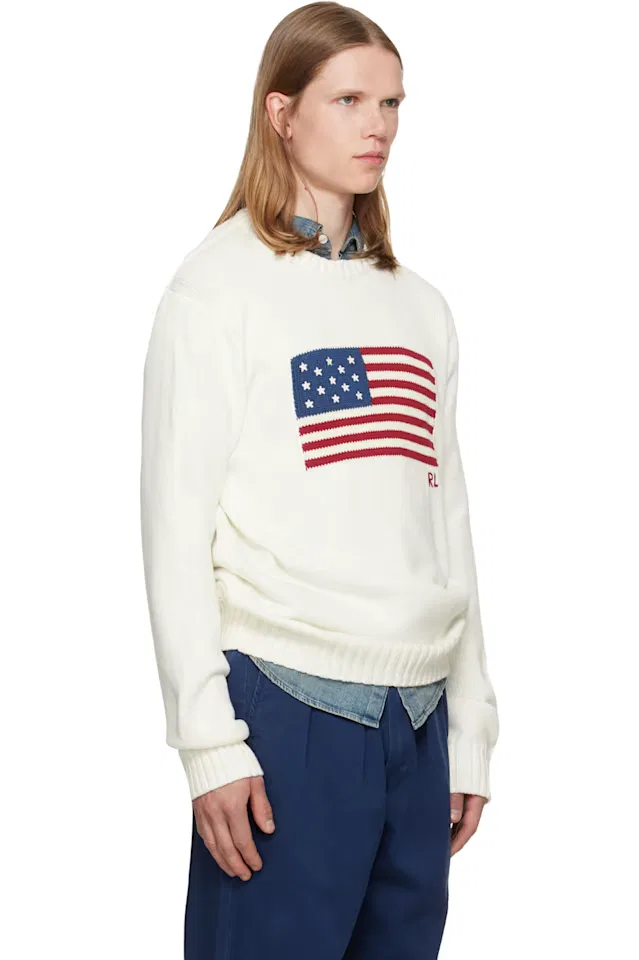 Белый свитер с изображением культового флага Polo Ralph Lauren — фото 2