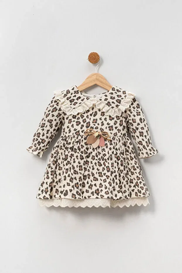 Детское платье для девочек с принтом Leopard baby girl dress Hülya'S Mind, Beige