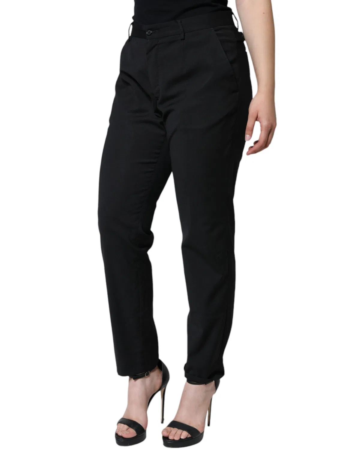 Женские брюки с высокой посадкой зауженного кроя High Waist Pants Dolce & Gabbana, Black — фото 3