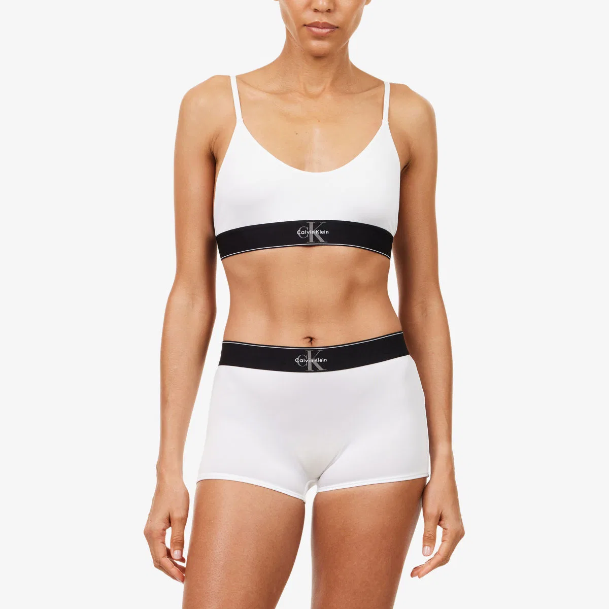 Бюстгальтер-топ из эластичной микрофибры с графическим монограммом Calvin Klein, белый — фото 2