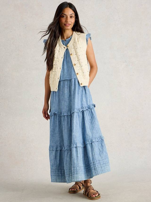 

Платье макси Rosie из чистого органического хлопка с ярусами White Stuff, Blue