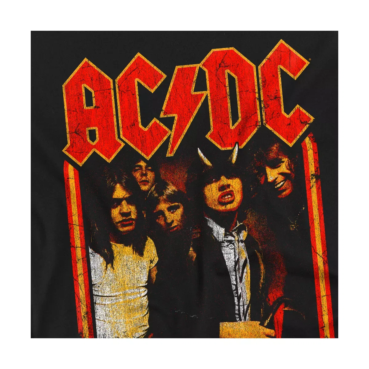 Детская футболка с принтом ACDC Group Distressed AC/DC, Black — фото 3