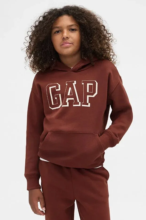 Детское худи для девочек с принтом V-Frch Logo Gap, Brown