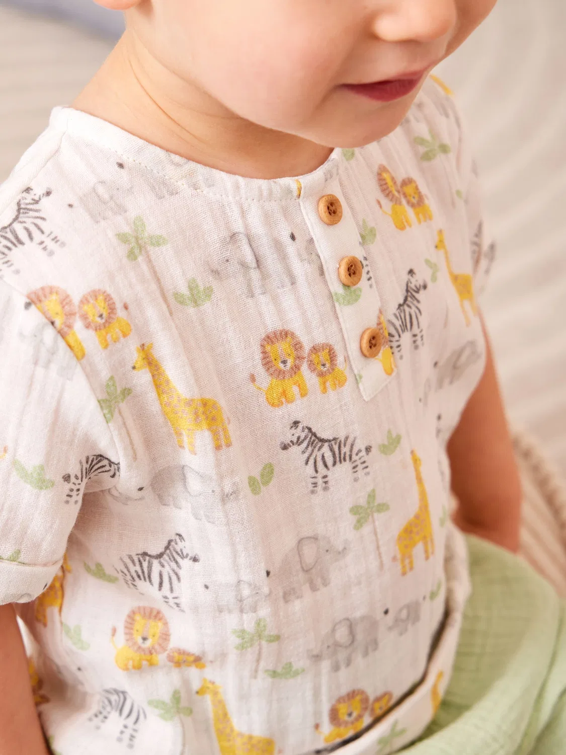 Комплект из топа и шорт, хлопок, Safari Jojo Maman Bébé, кремовый