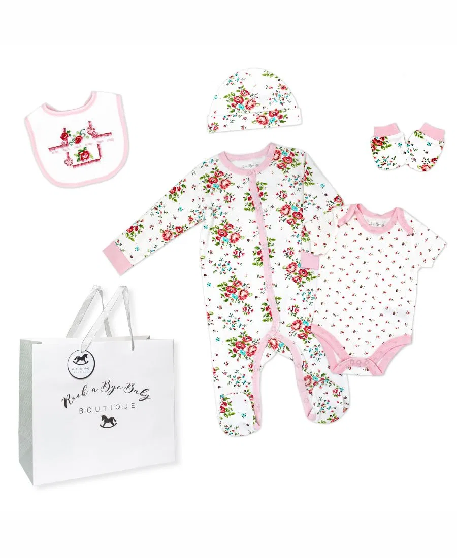 Комплект для новорожденных девочек с цветочным принтом Rock-A-Bye Baby Boutique, Rose Needlepoint