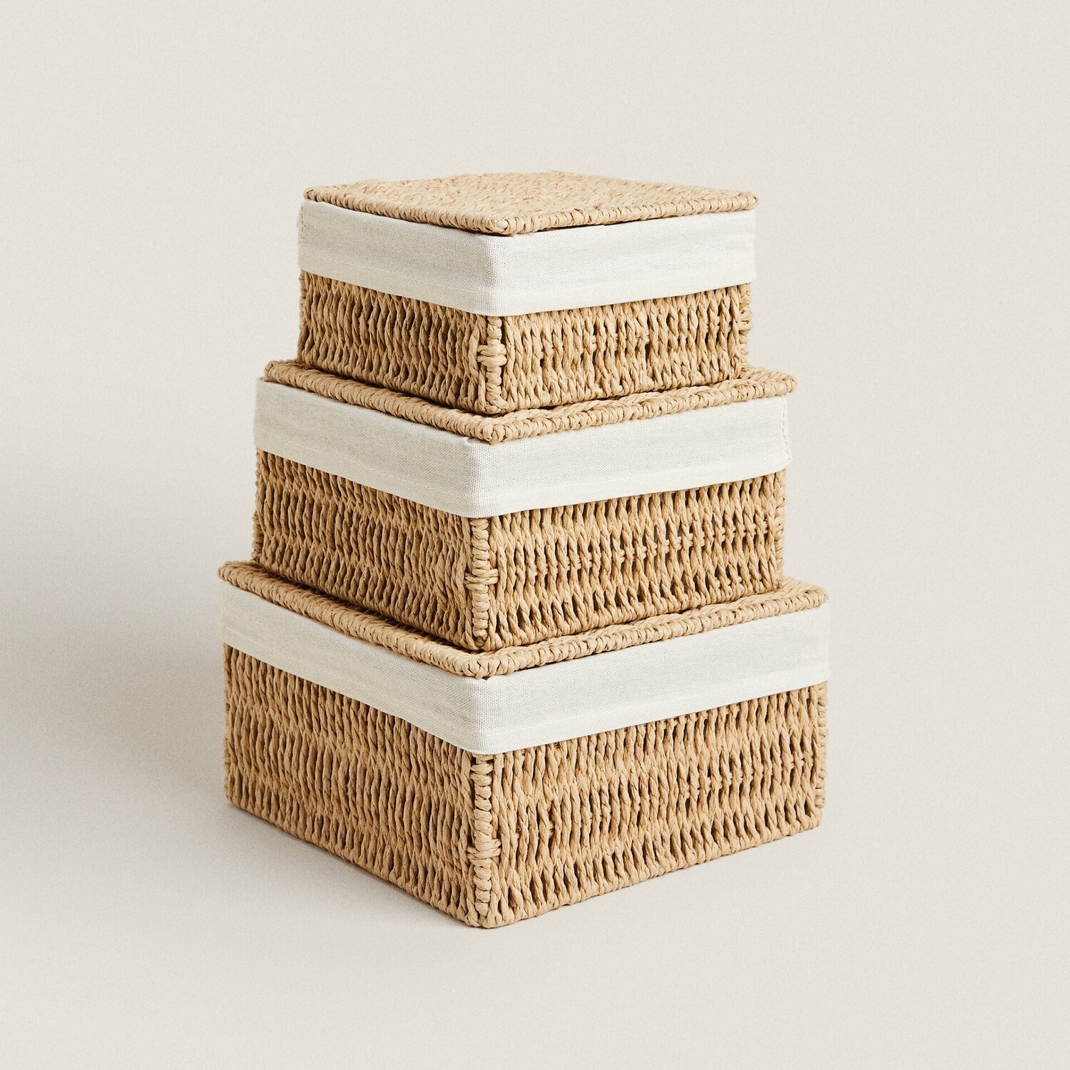 Корзина Zara Home With Fabric Lining, 17х17х9 см, бежевый