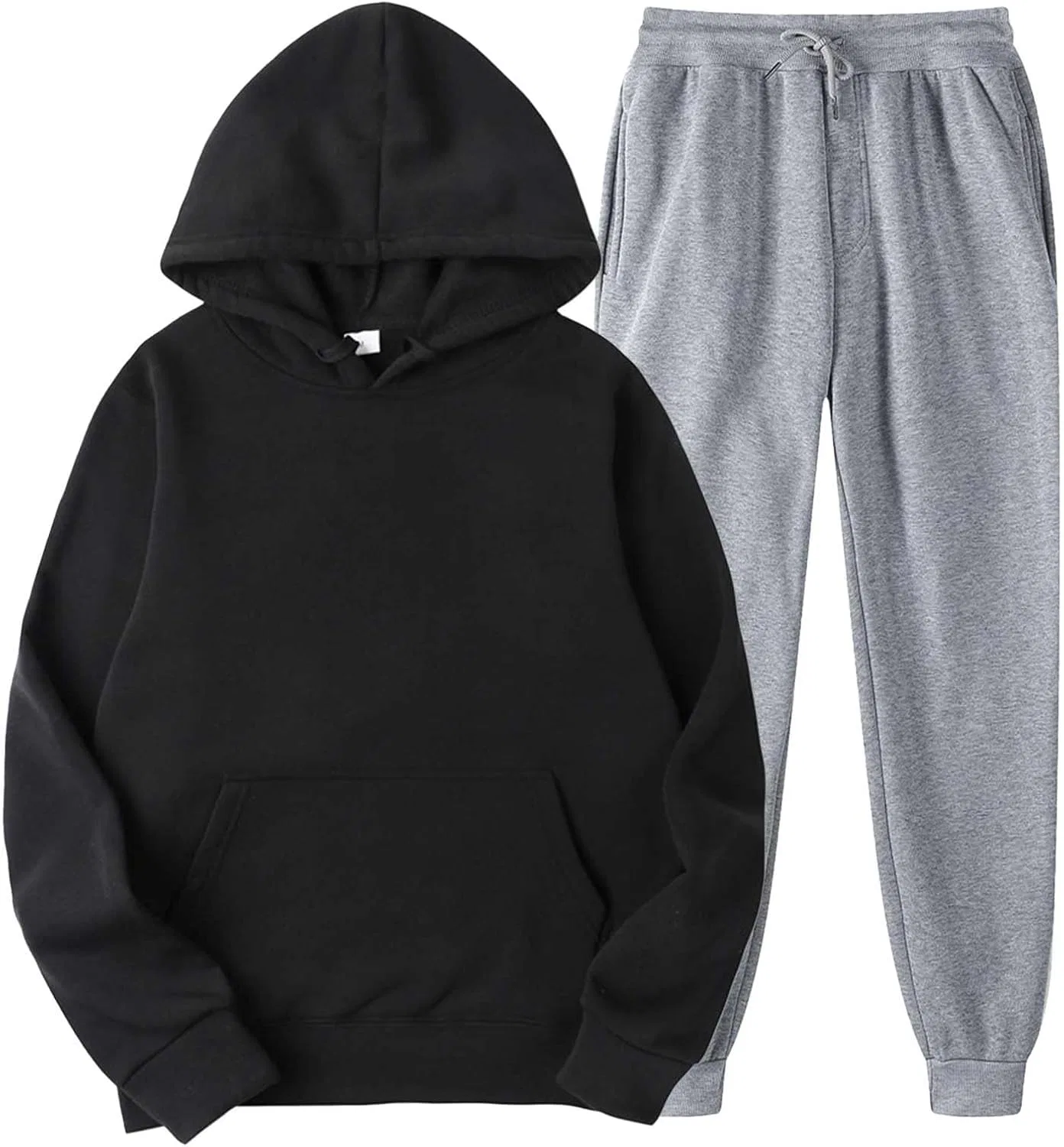 Женский комплект из худи и джоггеров с флисом, Oversized, чёрный