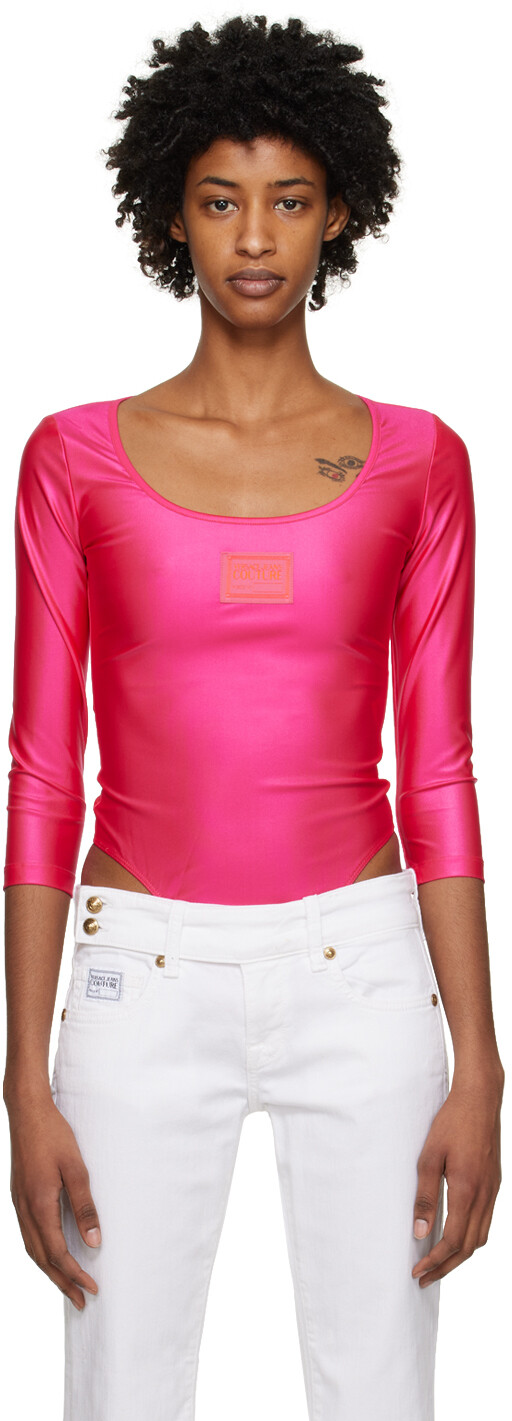 

Розовое боди с нашивками Versace Jeans Couture