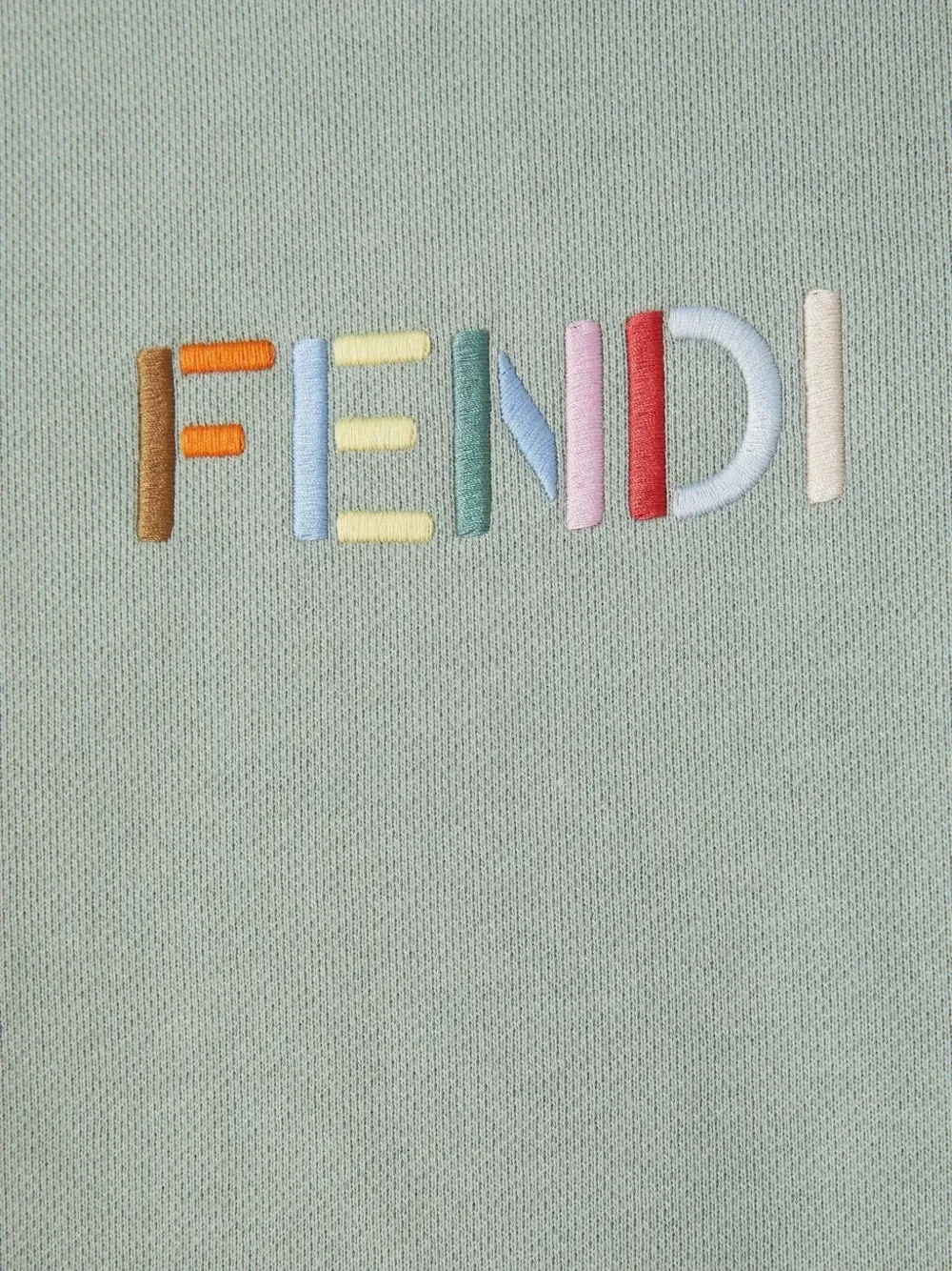 Свитер с вышитым логотипом Fendi Kids, зеленый — фото 3
