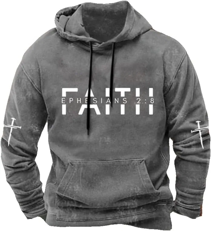 Мужская футболка с принтом Faith Ephesians 2:8, Grey