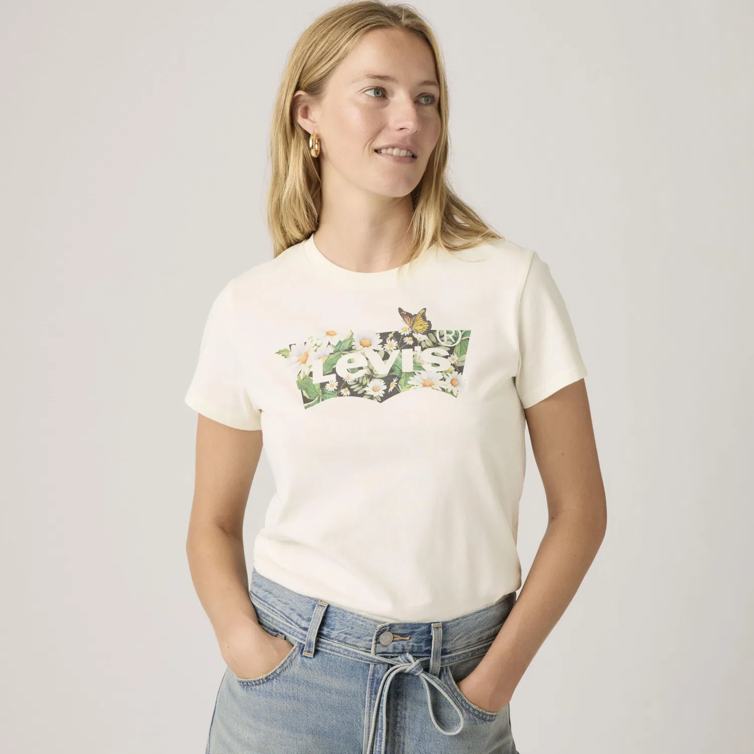 Женская футболка The Perfect Tee Levi's, Daisy Bw Egret — фото 3