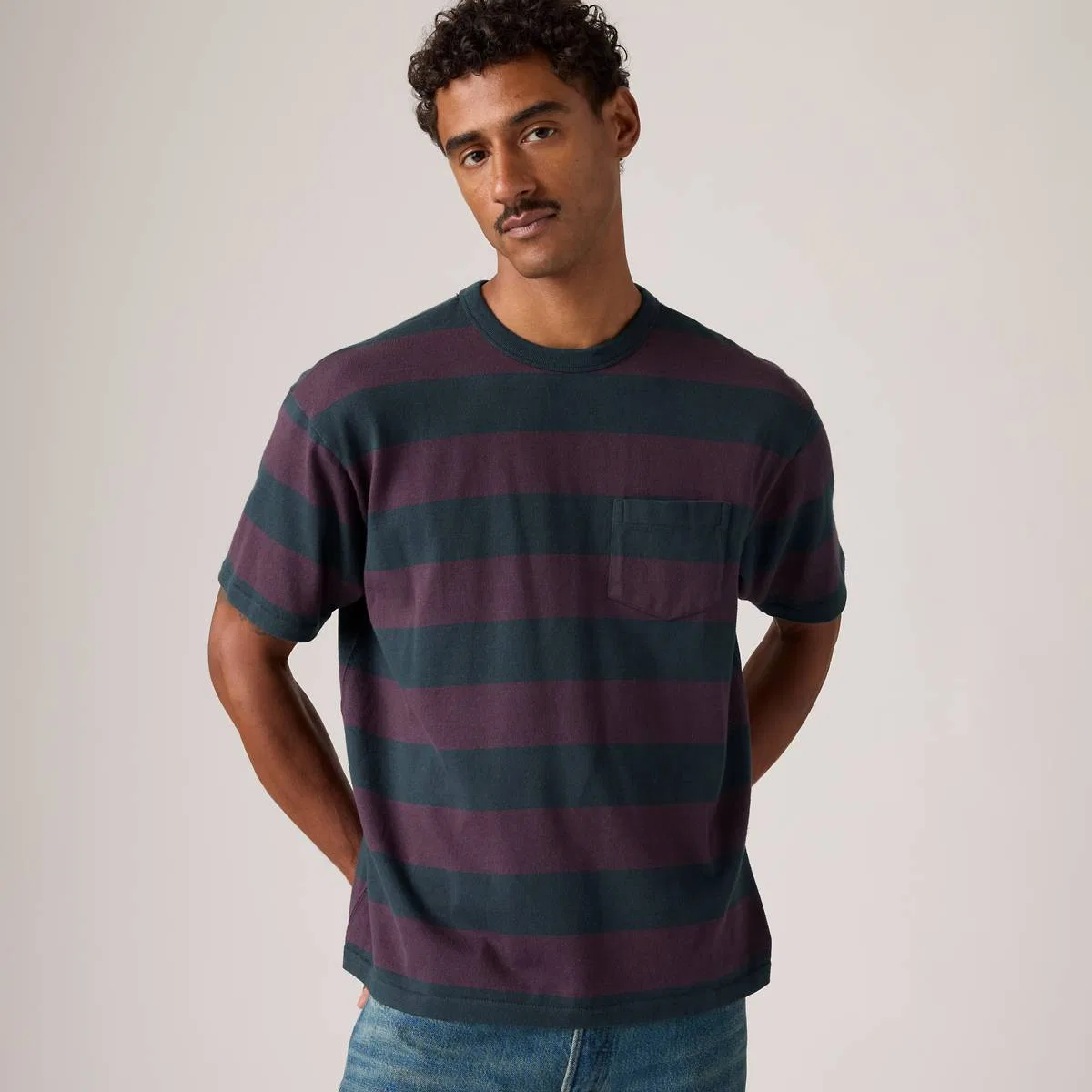 Повседневная футболка 1960-х годов Levi's, Carbon Plum Stripe - Purple