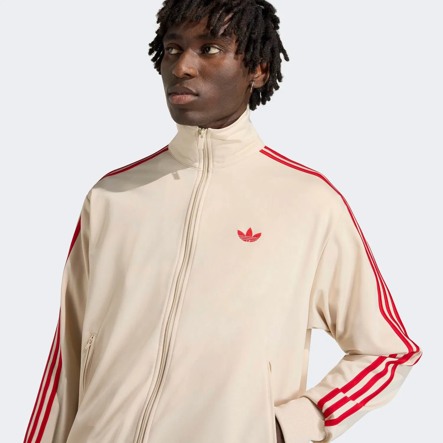 Мужская тренировочная куртка с воротником-стойкой Firebird Originals Adidas Originals, Crystal Linen/Better Scarlet — фото 4