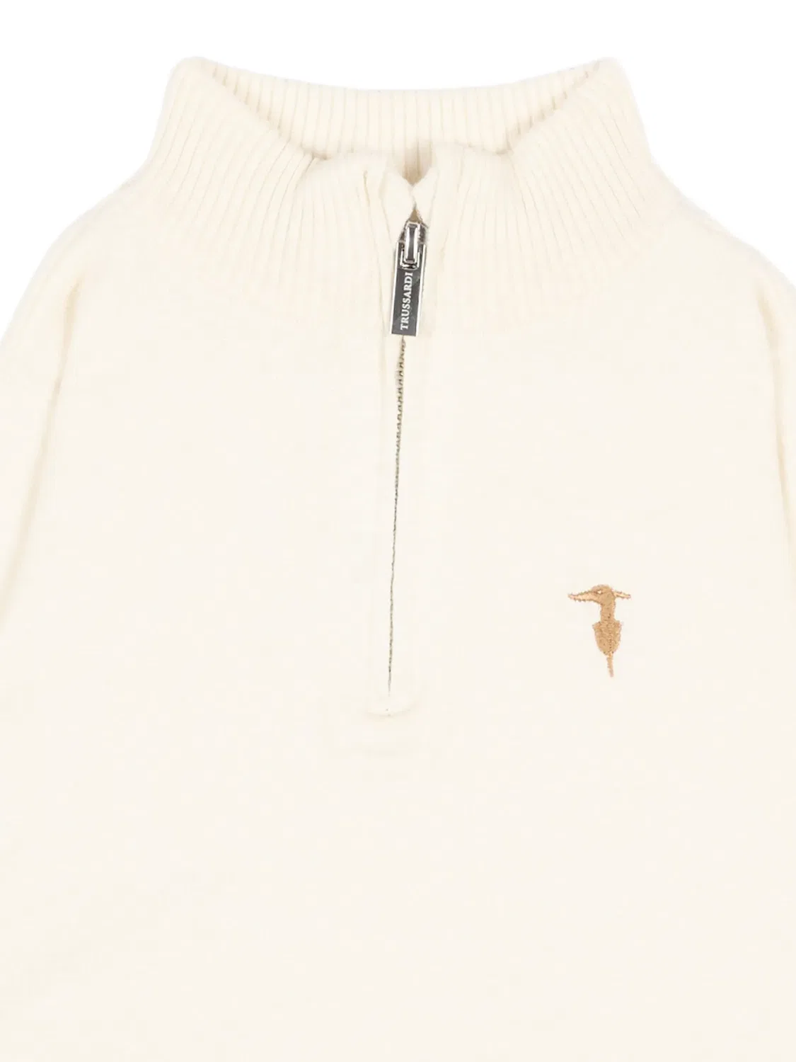 Свитер на молнии с вышитым логотипом Trussardi Junior, белый — фото 3