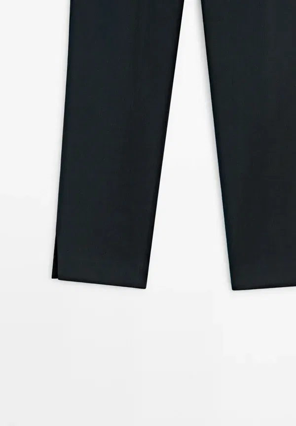 Брюки из льна Massimo Dutti Mottled Dark Blue, темно-синий — фото 3
