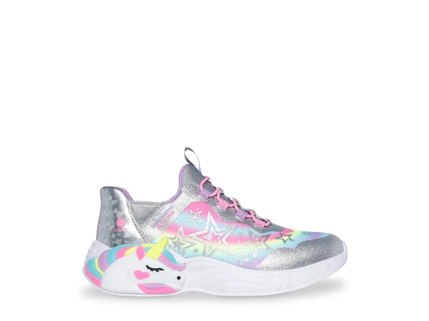 Кроссовки со светодиодной подсветкой Unicorn Dreams Starry Lite, Skechers, серебристый/мультиколор — фото 3