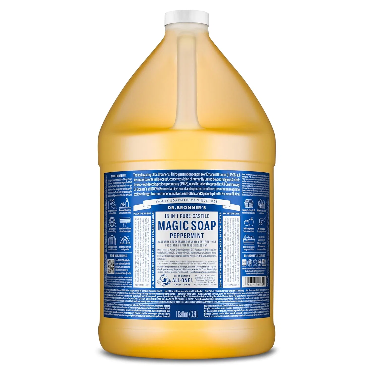 Твердое мыло Dr. Bronner's Peppermint, 3790 г, кремовый