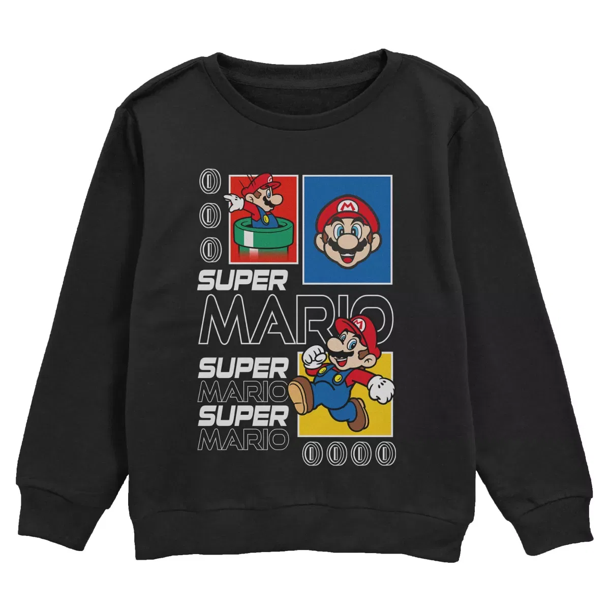 Детское худи для мальчиков с принтом Super Mario Coins Nintendo, Black