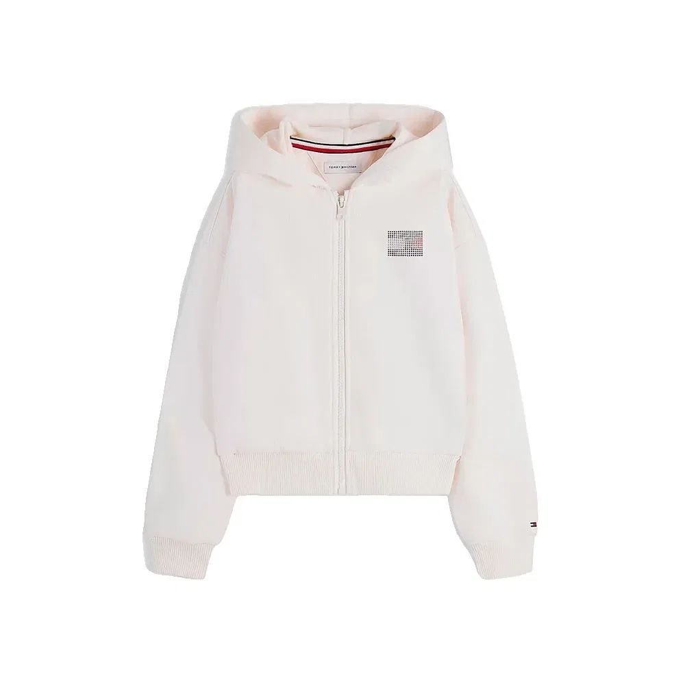 Детское худи для девочек с принтом Tommy hilfiger, White — фото 3