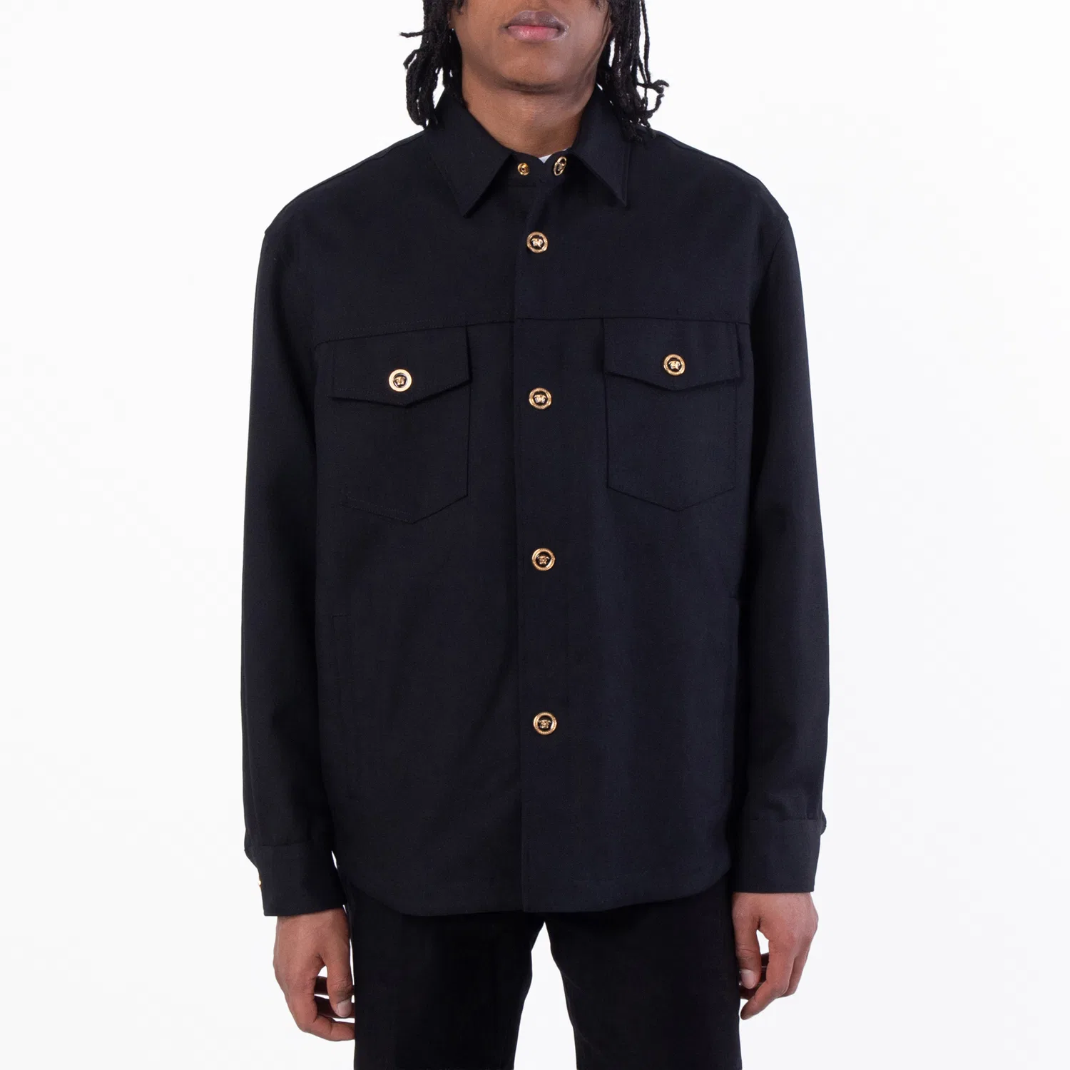 Куртка-оверширт из кавалерийской шерсти Black Wool Cavalry Blouson Overshirt Versace, Black
