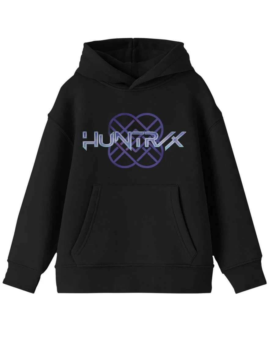 Худи с принтом HuntrX Logo Shiny Glow Kpop Demon Hunters, Black