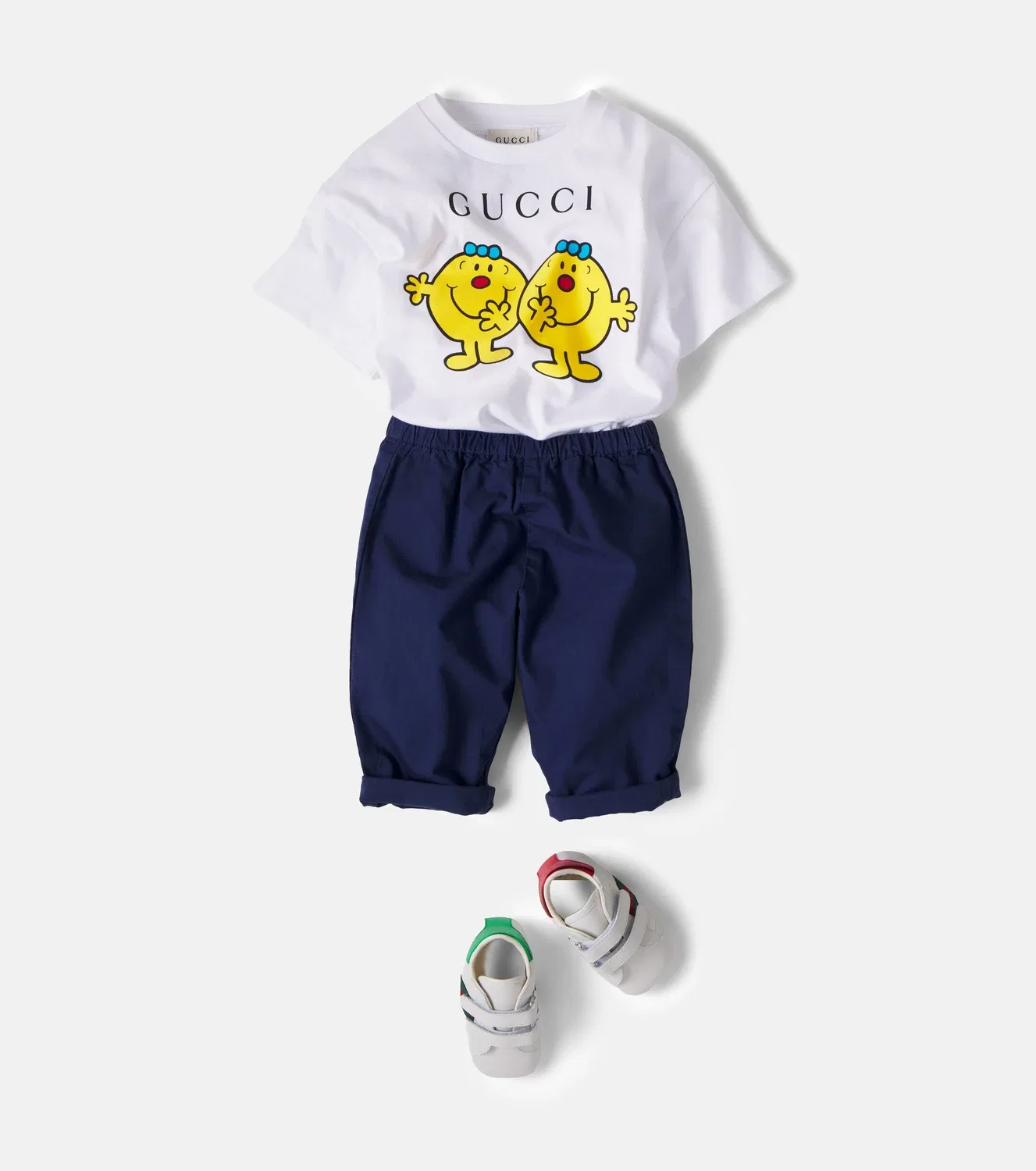 Комплект из хлопкового трикотажа для малышей Kids x Mr. Men Little Miss Gucci Kids, белый — фото 2
