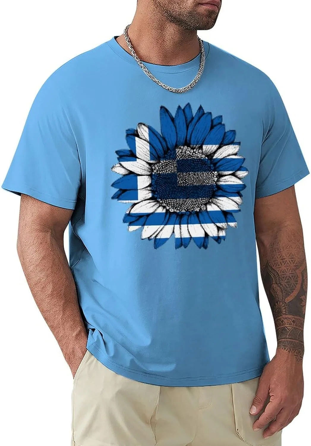 Мужское поло с принтом американского флага, Short Sleeve Polo, Medium Blue-style