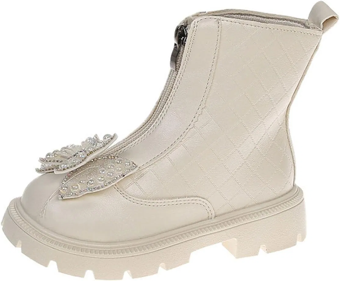 Детские зимние ботинки для девочек с бантом и молнией Zzalalana, Beige