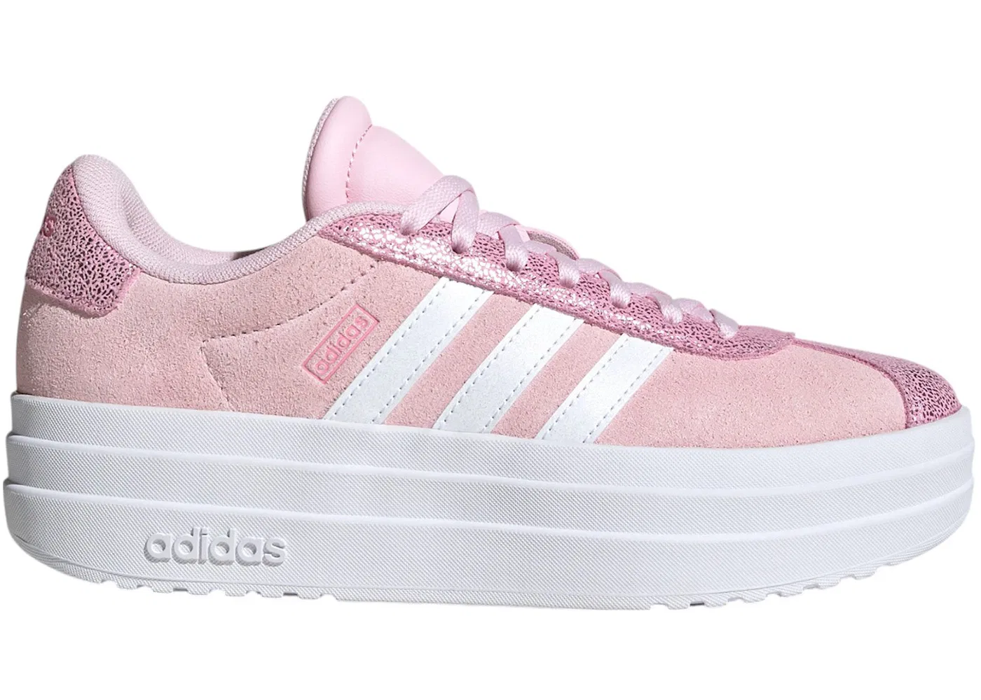 Детские кроссовки для девочек с низким силуэтом Adidas VL Court Bold, Clear Pink/Cloud White/Bliss Pink