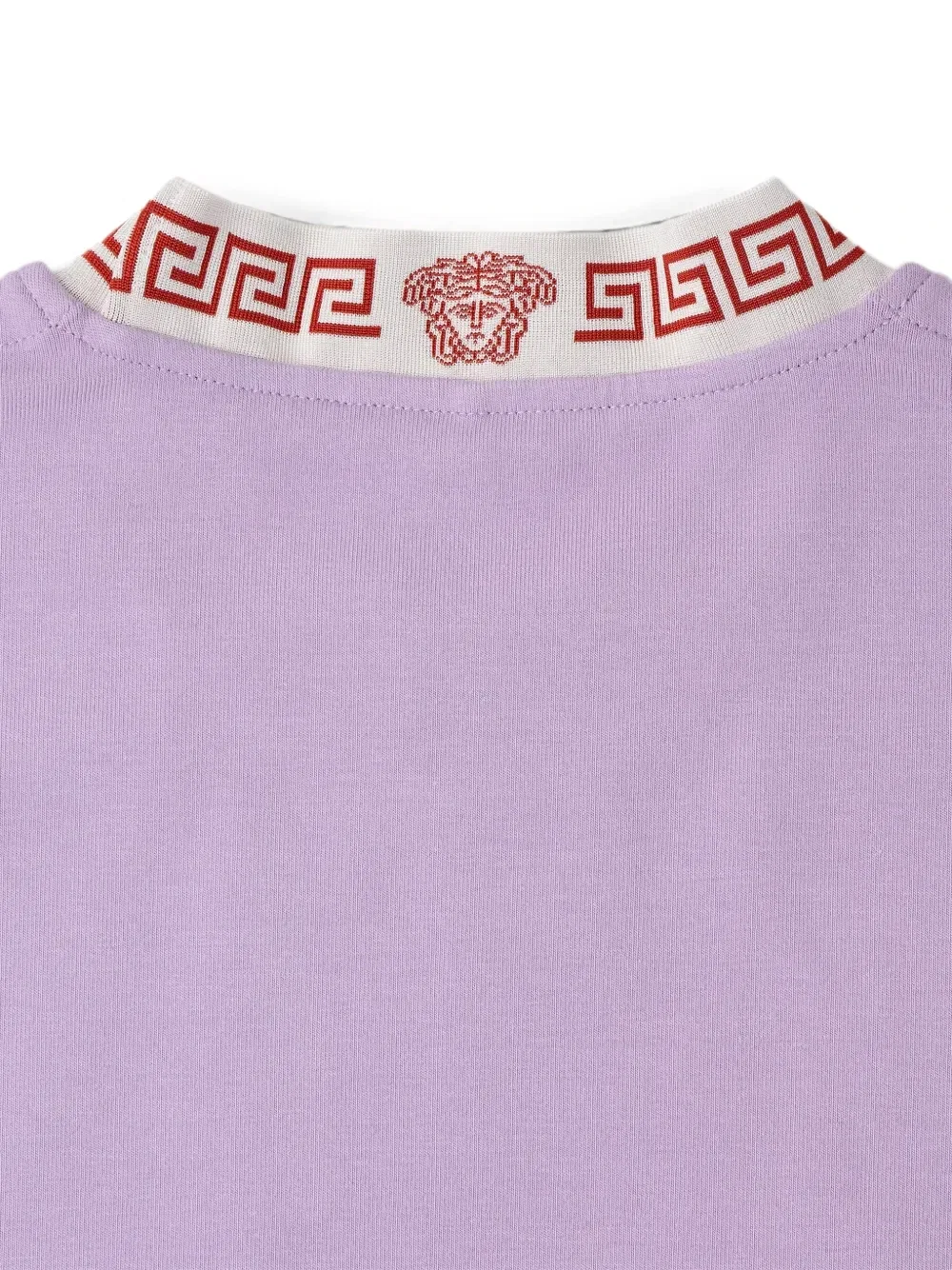 Жаккардовое мини-платье из эластичного хлопкового трикотажа Versace, фиолетовый — фото 4