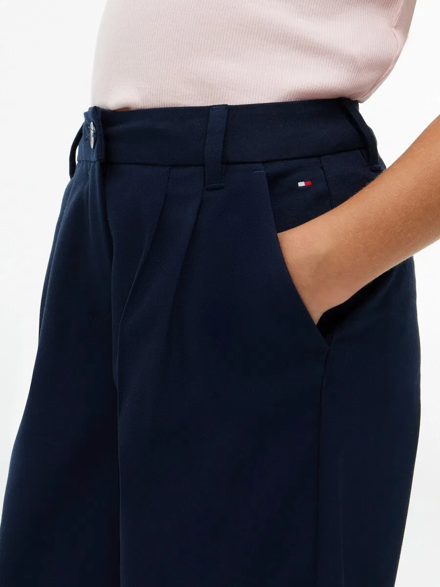 Брюки TOMMY HILFIGER с широкими штанинами, темно-синие — фото 3